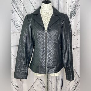 Bradley Bayou Black Leather Jacket Quilted Size S